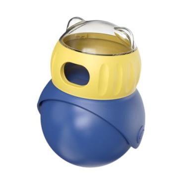 Imagem de WeiLaiKeQi Dispensador de tratamento para cachorro Distor de brinquedos de brinquedos interativos viagens com vazamento de bola de alimentos ajustáveis, Azul Amarelo