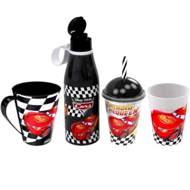 Imagem de Coleção do Carros Relâmpago Mcqueen com Copo 320ml Copo Shake com Tampa e Canudo Caneca e Garrafa Abre Fácil