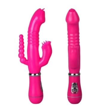 Imagem de Vibrador Tripla Estimulação Recarregável Com Língua 12 Vibrações Orgasmos Intensos Autoconhecimento [PINK]