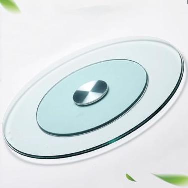 Imagem de Mesa Giratória Redonda Tsparent, Grande Susan Preguiçosa Para Mesa De Jantar Mesa Giratória De Vidro De Cozinha, Com Rolamento De Liga De Alumínio, Giro Suave, 70CM