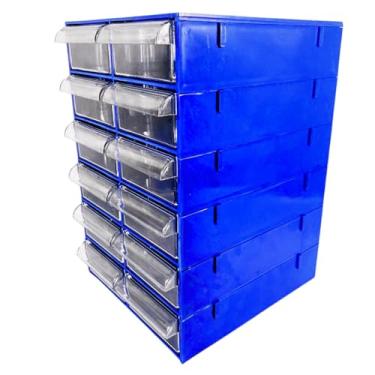 Imagem de Gaveteiro Organizador MAGUS CG612 Azul com 12 Gavetas Multiuso para Escritório, Ferramentas, Maquiagem e Papelaria - Organização com Eficiência e Estilo