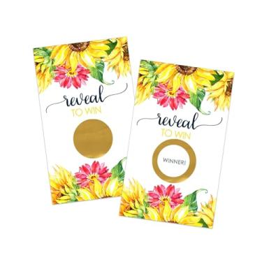 Imagem de Girassol Raspar Jogo Pacote com 28 Cartas Atividade para Meninas Chá de Bebê Country Casamento Chuveiro Nupcial Raffle Tickets Desenhos Rústicos Favores Outono Floral Evento Suprimento Papel Festa Inteligente