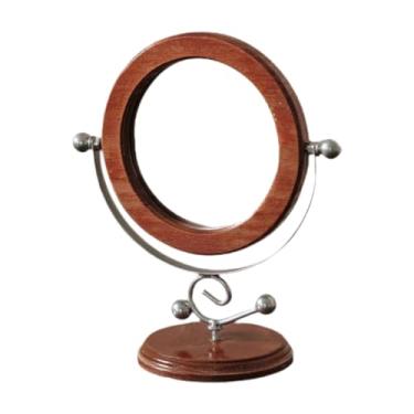 Imagem de predolo Espelho de maquiagem de madeira, enfeite de mesa, espelho de penteadeira portátil, elegante e giratório, espelhos de penteadeira para penteadeira, Prateado