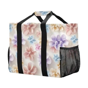 Imagem de Bolsa feminina grande de praia, bolsa de ombro acolchoada com zíper para viagem, trabalho, academia, estampa floral 3D, tamanho único, moda, Padrão floral 3D, one size, Moderno