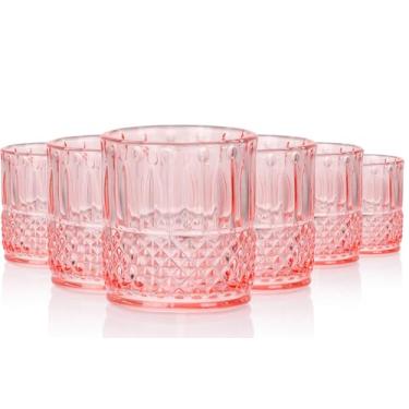 Imagem de JOVGANK Conjunto de mini copos de shot rosa de 170 – 42,5 g, pequenos vintage com nervuras, copos de festa estilo anos 80 para tequila, uísque, coquetéis – Presente exclusivo de Dia dos Pais para pai