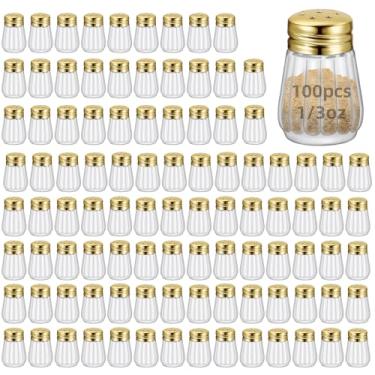 Imagem de Conjunto de 100 mini saleiros e pimenteiros de 8,5 g – Mini saleiro pequeno, saleiro transparente, pequenos recipientes de tempero de vidro, pequenos potes de tempero portáteis para cozinha