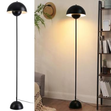 Imagem de INJAK Luminária De Chão Moderna Para Quarto - Luminárias Altas Sala Estar Canto Led Boho Escritório Vintage Industrial Flor Pé Única Meados Do Século (Preta)