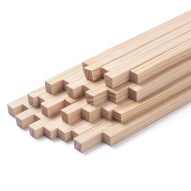 Imagem de Coowayze Cavilhas Quadradas De Madeira, Varetas Madeira 5/16" X 15", 30 Palitos Para Artesanato, Tiras Marcenaria Em Nobre Sem Acabamento, Modelagem, Decoração Casa