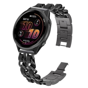 Imagem de Pulseira de metal compatível com Garmin Forerunner 570, corrente de metal de 20 mm e 22 mm de liberação rápida compatível com Garmin Forerunner 570 de 42 mm, 47 mm, Forerunner 55, 165, 245, 255, 265