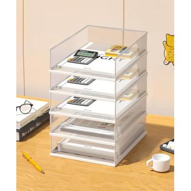 Imagem de Organizador de arquivos de mesa de malha A3, bandeja de papel empilhável, classificador de documentos de mesa, armazenamento de arquivos, organizador de bandeja de papel de 3/4/5 camadas, acessórios