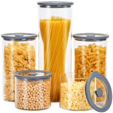 Imagem de Spreccio Potes De Vidro Para Armazenamento Alimentos Com Tampas [Conjunto 5], Perfeitos Massas, Biscoitos, Nozes, Café, Cereais, Farinha E Muito Mais. Organize Sua Cozinha Estas Silicone Sem Bpa.