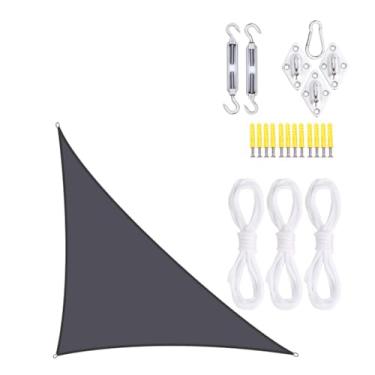 Imagem de TBATM Grande Jardim Sombra Vela Impermeável 5x5x7.1m Toldos,Triângulo Sol Sombra Vela 95% Uv Bloco,Triângulo Sol Toldo com Kit de Fixação,Vela Parasol para Pátio Varanda Piscina Bbq,Anthracite grey