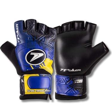 Imagem de Luva de Goleiro Futsal Infantil Poker Infinity Training Sem Dedos Original | Palma Látex Profissional | Tamanhos 5 a 8 | Campo Society (Azul, 7)