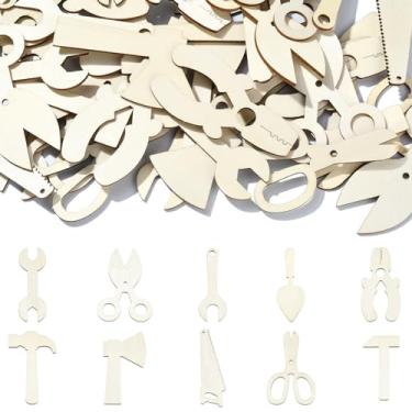 Imagem de UR URLIFEHALL 50 Peças De Recortes Madeira Inacabados, Ferramentas Trabalho, Formas Madeira, Pintura, Artesanato Para Decoração Jardim, Enfeites, Cartões