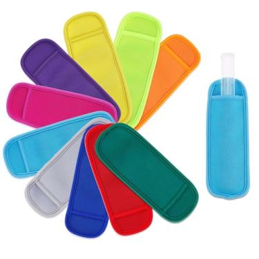 Imagem de BOXOB 10 Unidades Capas para Picolés, Suportes Coloridos Picolés com Borracha de Neoprene Sacos Térmicos Freezer Crianças e Adultos Capas
