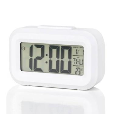 Imagem de Relógio Digital Despertador LED, Display LCD com Temperatura, Data e Hora, 9 x 5,5 x 3 cm, Sortido