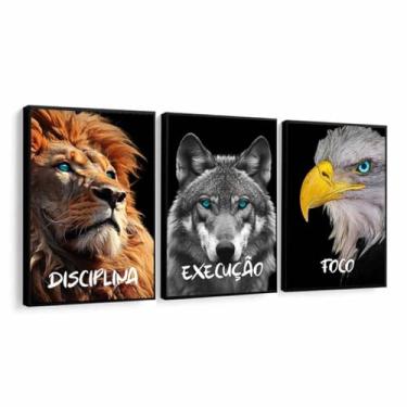 Imagem de Quadros Decorativos Motivacional Frases Animais Disciplina sala quarto escritorio com moldura (Moldura Preta, 60x80, Sem Vidro)