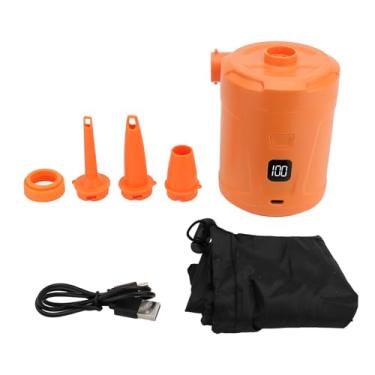 Imagem de Bomba de ar elétrico com 4 bocais infláveis ​​5200mAh USB LED recarregável Exibir inflador de pneu portátil para acampamento Almofada de ar (4)