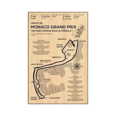 Imagem de Vintage Monaco Grand Prix Circuit Track F1 Racer Poster Canvas Wall Ar