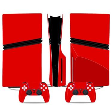 Imagem de Skin Sticker for PS5 Pro Disc Edition, Vinyl Decal Protective Cover Wrap for Game Console and Controller (Red)