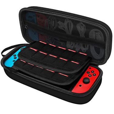 Imagem de JETech Capa de Transporte para Nintendo Switch (2017) 6.2 Polegadas, Estojo de Viagem Portátil com Revestimento, com 10 Compartimentos para Cartões de Jogo e Bolsa para Acessórios (Preto)