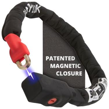 Imagem de Seatylock Cadeado de corrente de bicicleta Viking com chave – Magnético patenteado vendido seguro prata avaliado – resistente anti-roubo – Cadeado de bicicleta de ultra segurança inteligente (90 cm)