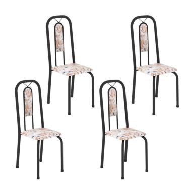 Imagem de Cadeiras para Sala de Jantar 4 Unidades Lívia Botanic Bege / Preto