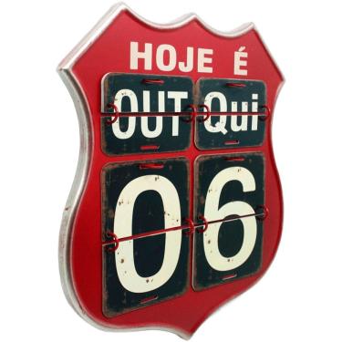 Imagem de Calendário Americano Route Em Metal Vinho Vintage Flip 40cm