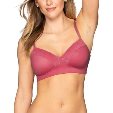 Imagem de Vanity Fair Sutiã feminino sem aro sem esforço, suporte macio sem fio e bojos de espuma de memória, P-3GG, plus size, rosa, G