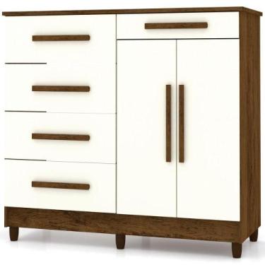 Imagem de Cômoda Sapateira Sirios 5 Gavetas 2 Portas Imbuia/champanhe - VILA RIC