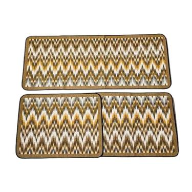 Imagem de Jogo de passadeira de cozinha tapete em jacquard antiderrapante 3 peças decoração impecável(Ondas Laranja)