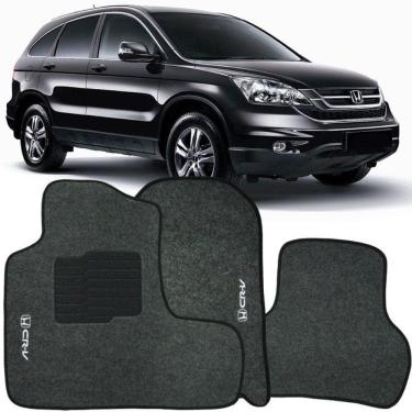 Imagem de Jogo de Tapete Automotivo Carpete Honda Crv 2007 à 2011 Soft Logo Bordado Grafite 3 Peças