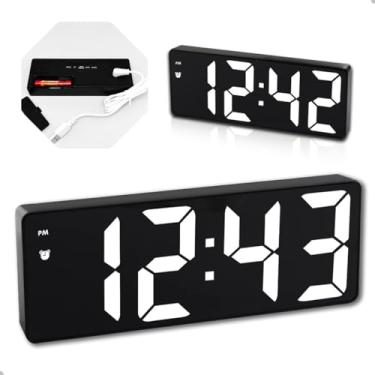 Imagem de Relógio Despertador Digital LED Alimentação USB ou Pilha, Cor Preta