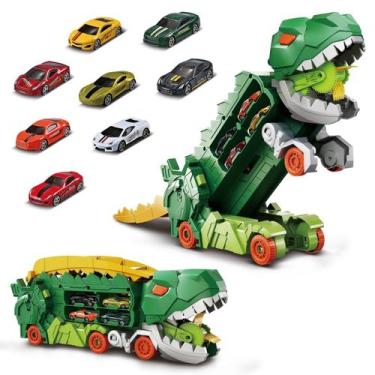 Imagem de Caminhão Dinossauro Pista de Carrinho Infantil Maleta para 18 Carrinho
