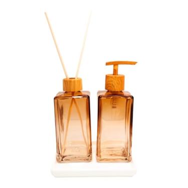 Imagem de Conjunto Kit Banheiro Cobre Saboneteira Difusor Bandeja Aromatizador Linha Premium