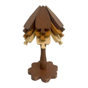 Imagem de Ioensy Pratos quentes, tripés de madeira, porta-copos de árvore, presente criativo, decoração para casa que economiza espaço, jogos americanos para bule, 3 Folhas