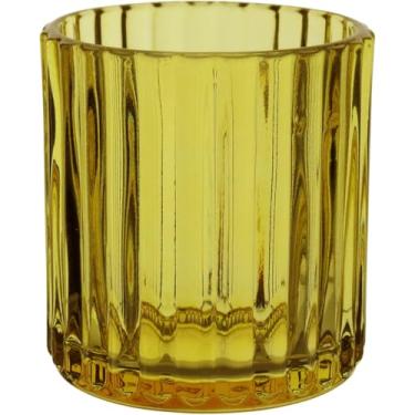 Imagem de CASTIÇAL PORTA VELA DECORATIVO HOME&CO VIDRO 8x7x7cm AMARELO