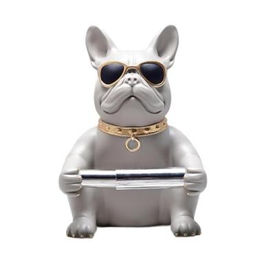 Imagem de SiaBiced Estatueta de cachorrinho, suporte para papel higiênico, organizador de guardanapos, enfeite de mesa para mesa de jantar, Bege