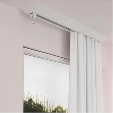 Imagem de Conjunto De Trilhos De Cortina De Montagem No Teto Em Forma De V, Haste De Cortina De Divisor De Quarto Silencioso Extra Fino Para Varanda De Partição De Janelas, Instala, White, 11m/36ft