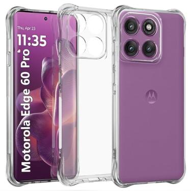 Imagem de USTIYA Capa para Motorola MOTO Case Uso Resistente, Capinha Bumper Absorção Choques em TPU Transparente Protector Câmera Espessamento nas Quatro Pontas da Carcasa (MOTO Edge 60 Pro)