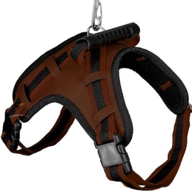 Imagem de Coleira Peitoral Cachorro Conjunto De Guia + Coleira Tipo Peitoral Para Pet Pequeno Médio e Grande(Marrom,G)