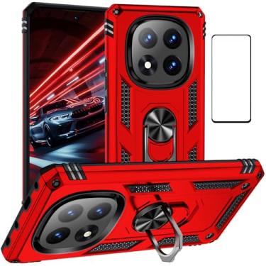 Imagem de Capa para Xiaomi Redmi Note 14 Pro 5G com protetor de tela, suporte fino proteção militar à prova de choque capa protetora traseira para Redmi Note 14 Pro 5G/Poco X7 (Note14 Pro Red)