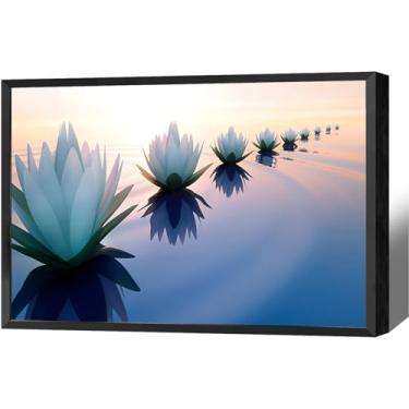 Imagem de Calm Zen Canvas Wall Art Fotos de Flores de Lótus Pôster Flores na Água ao Pôr do Sol Impressão Estética Pintura para Spa Yoga Quarto Decoração de Parede 30 x 40 cm Sem Moldura