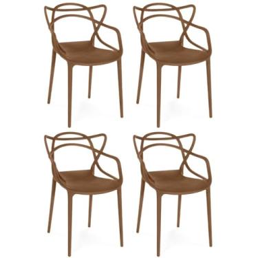 Imagem de Kit 4 Cadeiras de Jantar Allegra Prática Empilhável - Marrom