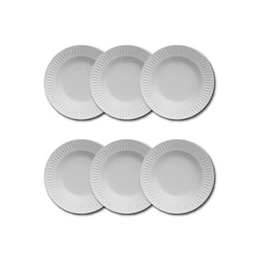 Imagem de Conjunto de Pratos Fundos Germer Diamante em Porcelana Branco – 6 Peças