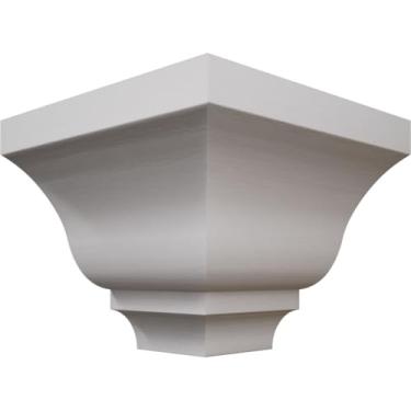 Imagem de 2 5/20.3 cm P x 8 cm A WM48 Americraft Grau de pintura sólida TrimPro Crown Molding Outside Corner, Primed Pine (Matches Moulding MLDW01X04WM48PP)