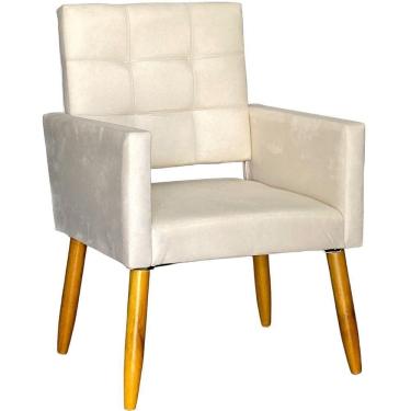 Imagem de Poltrona Decorativa Para Sala Recepção Isa Suede Cores Pé Palito Castanho