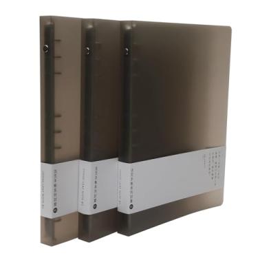 Imagem de Pacote com 3 capas de fichário de PVC A5 A6 B5, 6 anéis, 9 anéis, capas de fichário de PVC recarregáveis, protetor de fichário de folhas soltas (B5, pacote com 3 café)