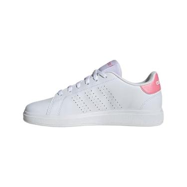 Imagem de adidas Tênis infantil unissex Advantage Base 2.0, Branco/Rosa Bliss/Core Black, 20