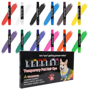Imagem de Tintura de pelos de animais de estimação para cães – Marcador colorido para filhotes, tons vibrantes, kit marcador de tintura de de cães para festas à fantasia, coloração criativa, festival